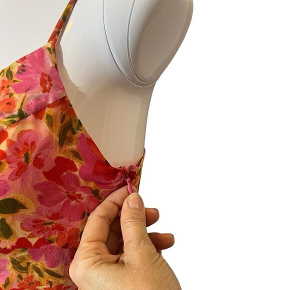 ASTR the Label Women Anthropologie Meg Ruched Mini Dress Floral Small Size Pink - Picture 7 of 14